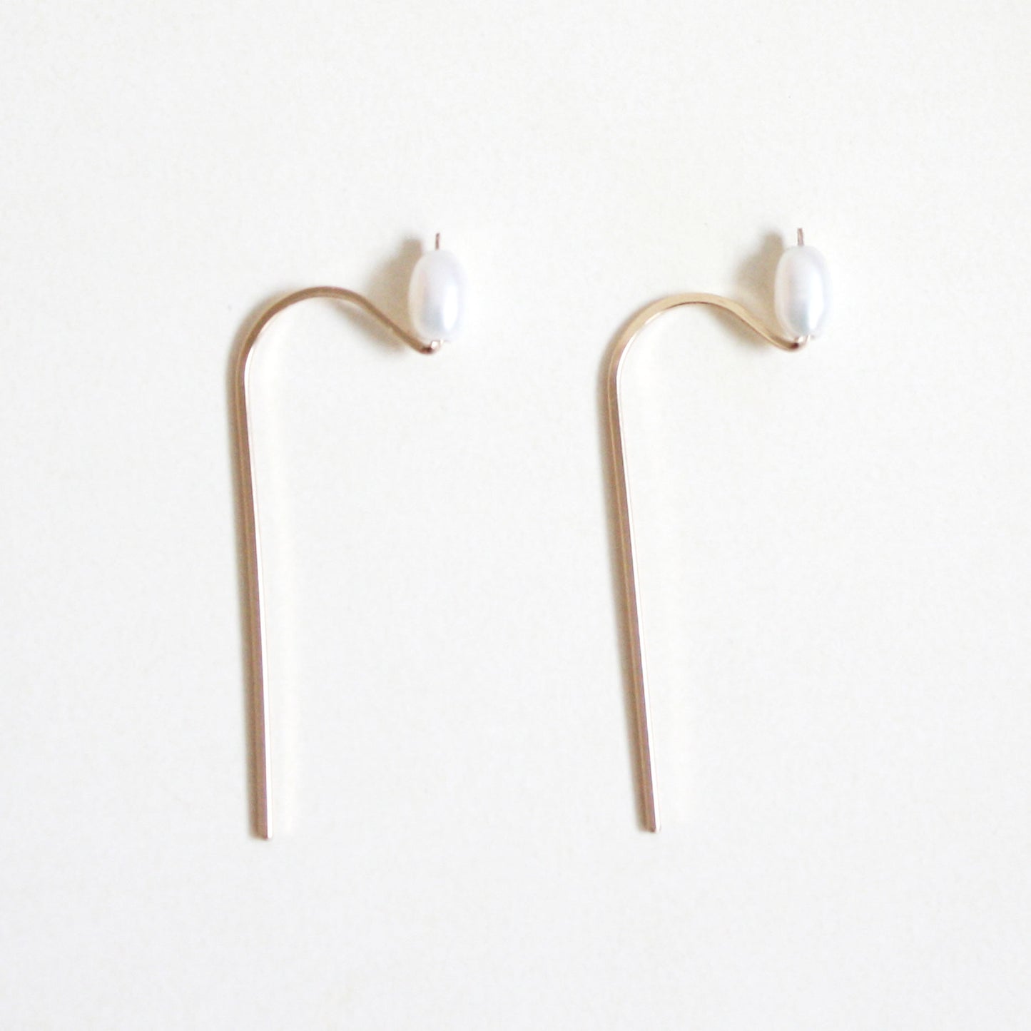 Pearl Threader Earrings - Long Bar