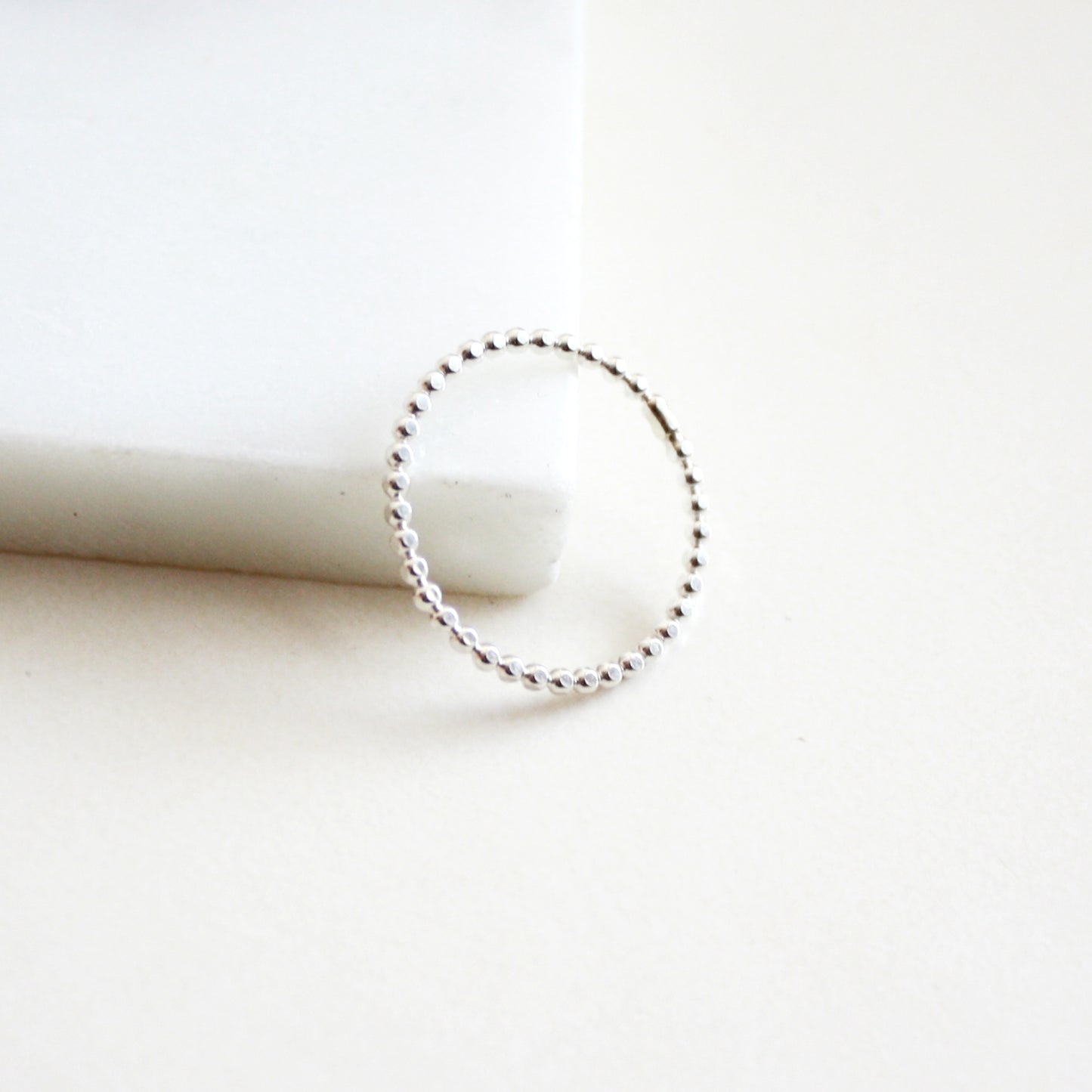 silver dot beaded ring