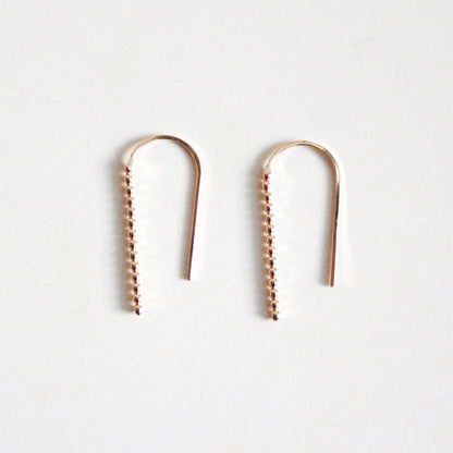 gold short arc threader earrings