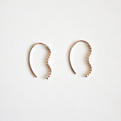 beaded wavy threader earrings gold