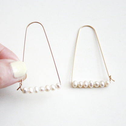 Large Mountain Hoop Earrings - Freshwater Pearls