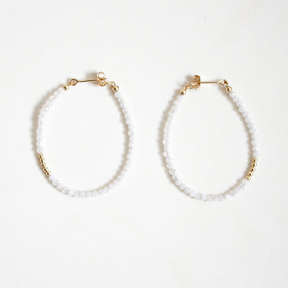 Moonstone Hoop Earrings - Large