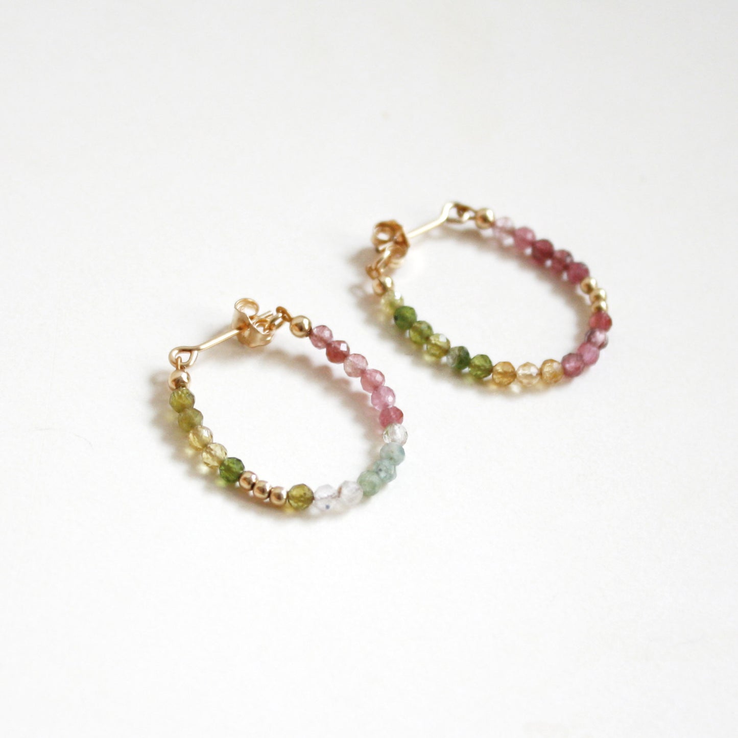 Multicolor Tourmaline Hoop Earrings - Small