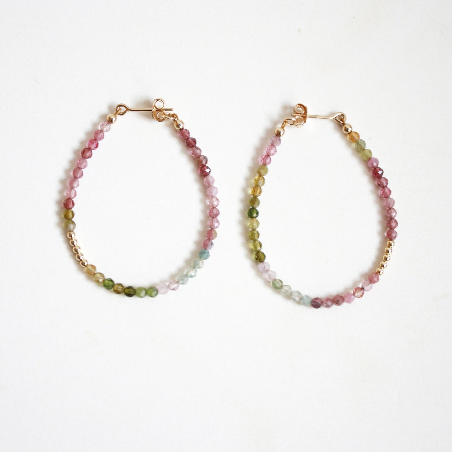 Multicolor Tourmaline Hoop Earrings - Large