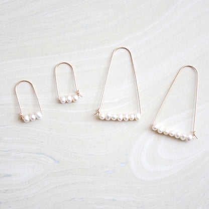 Large Mountain Hoop Earrings - Freshwater Pearls