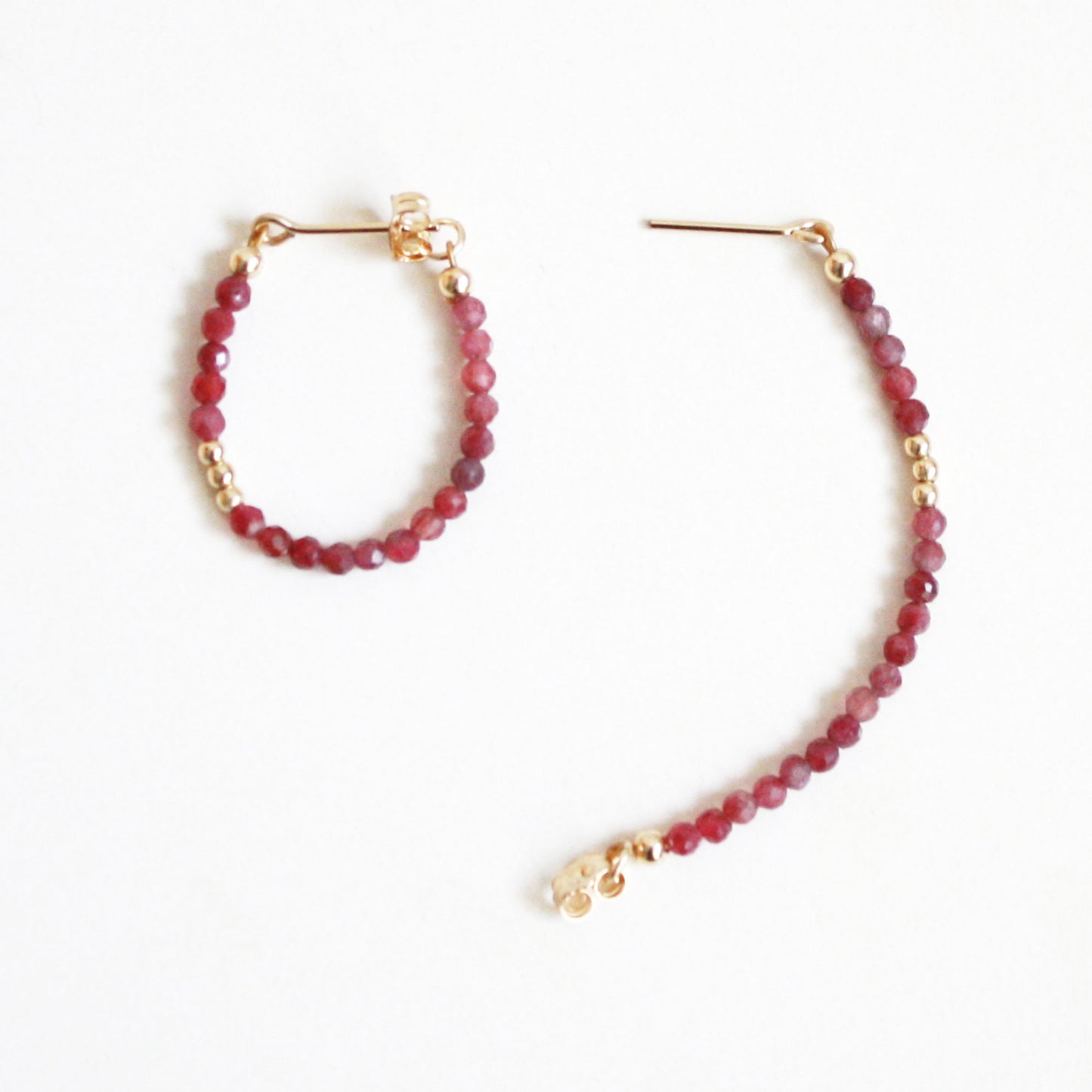 Pink Tourmaline Hoop Earrings - Small