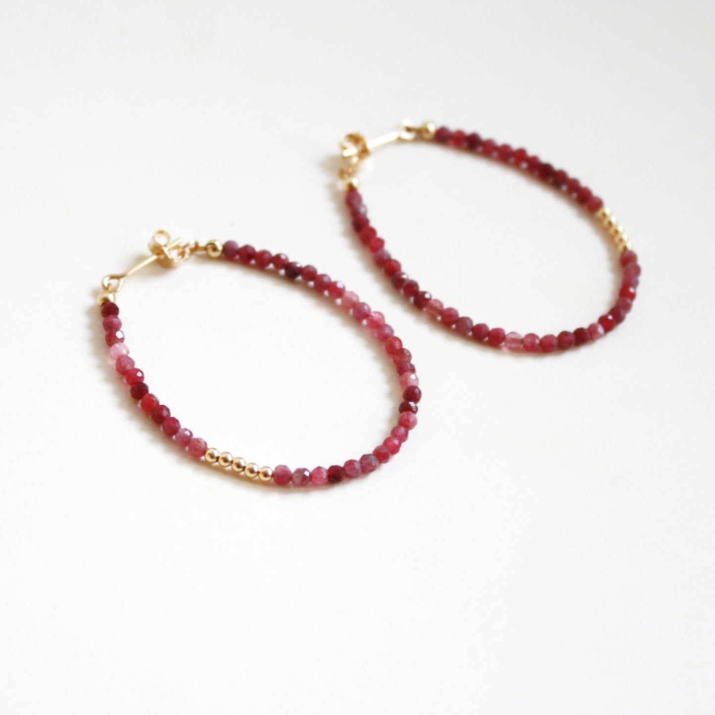 Pink Tourmaline Hoop Earrings - Large