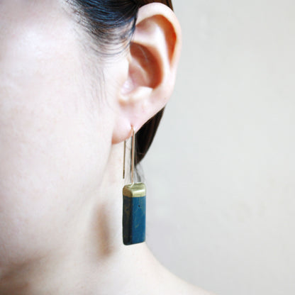 Rectangle Eco Earrings accented with Gold Color