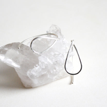 Hammered Teardrop Threader Earrings - Small