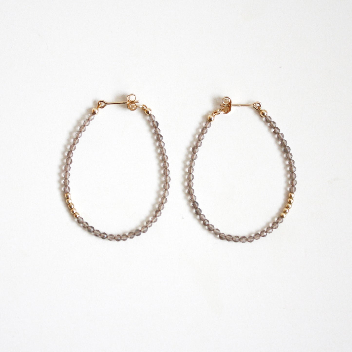 Smoky Quartz Hoop Earrings - Large