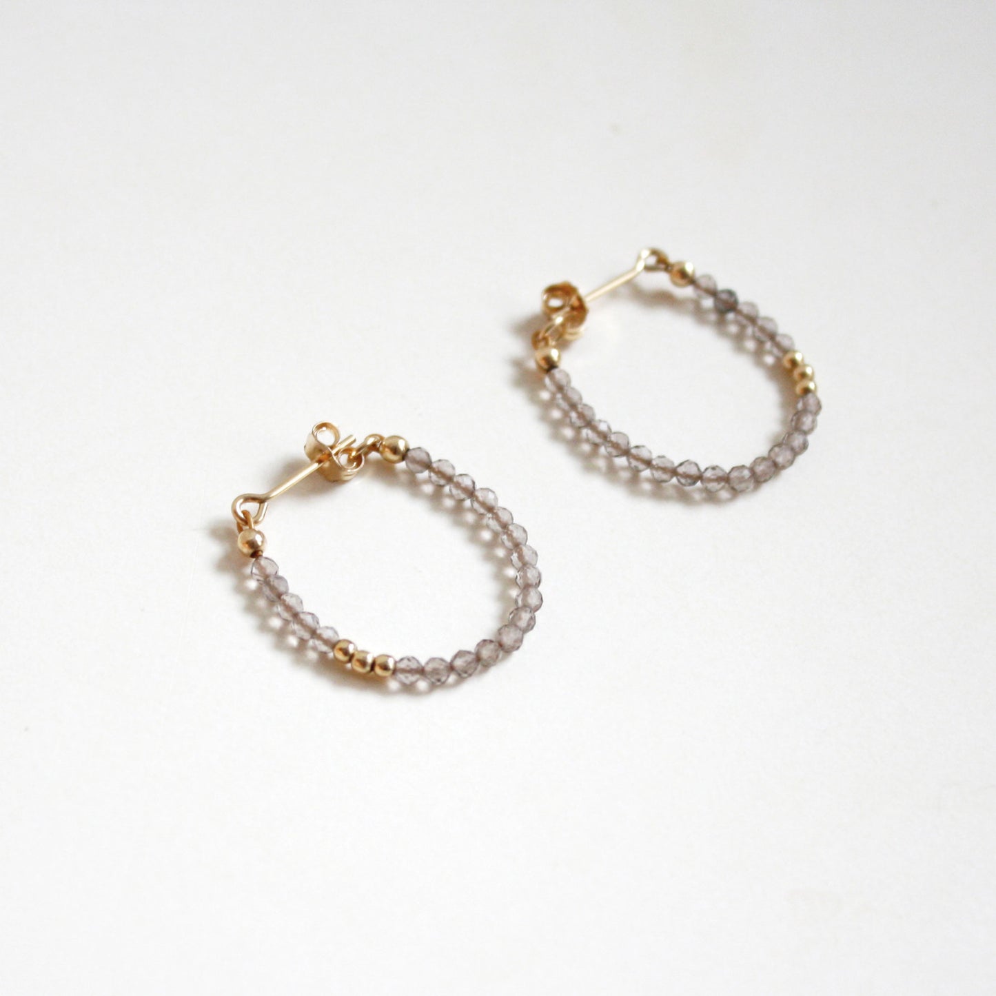 Smoky Quartz Hoop Earrings - Small