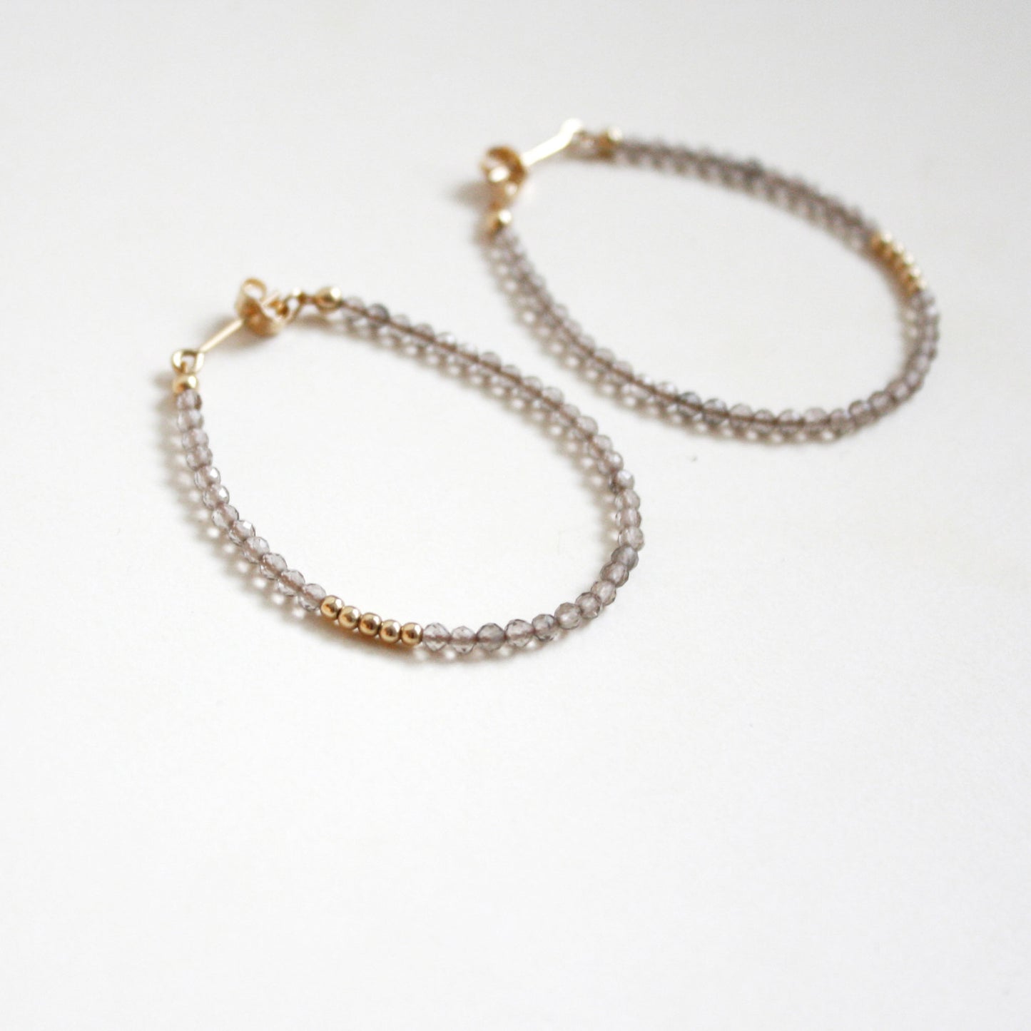 Smoky Quartz Hoop Earrings - Large