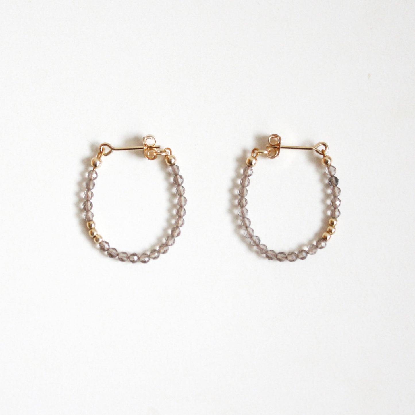 Smoky Quartz Hoop Earrings - Small