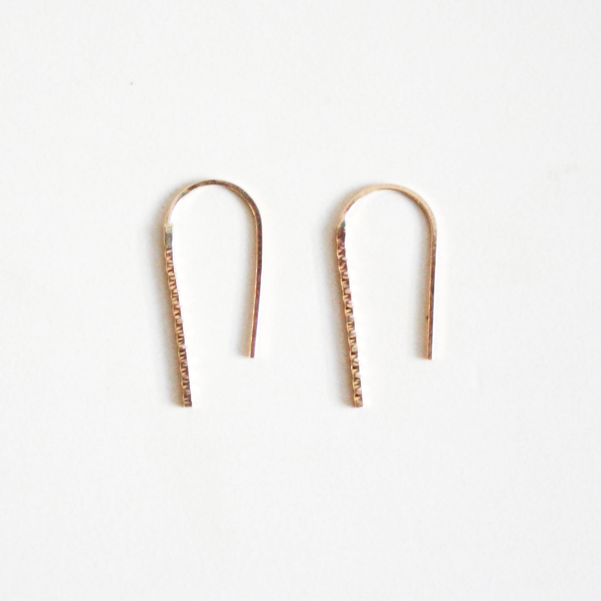 gold sparkle arc threader earrings