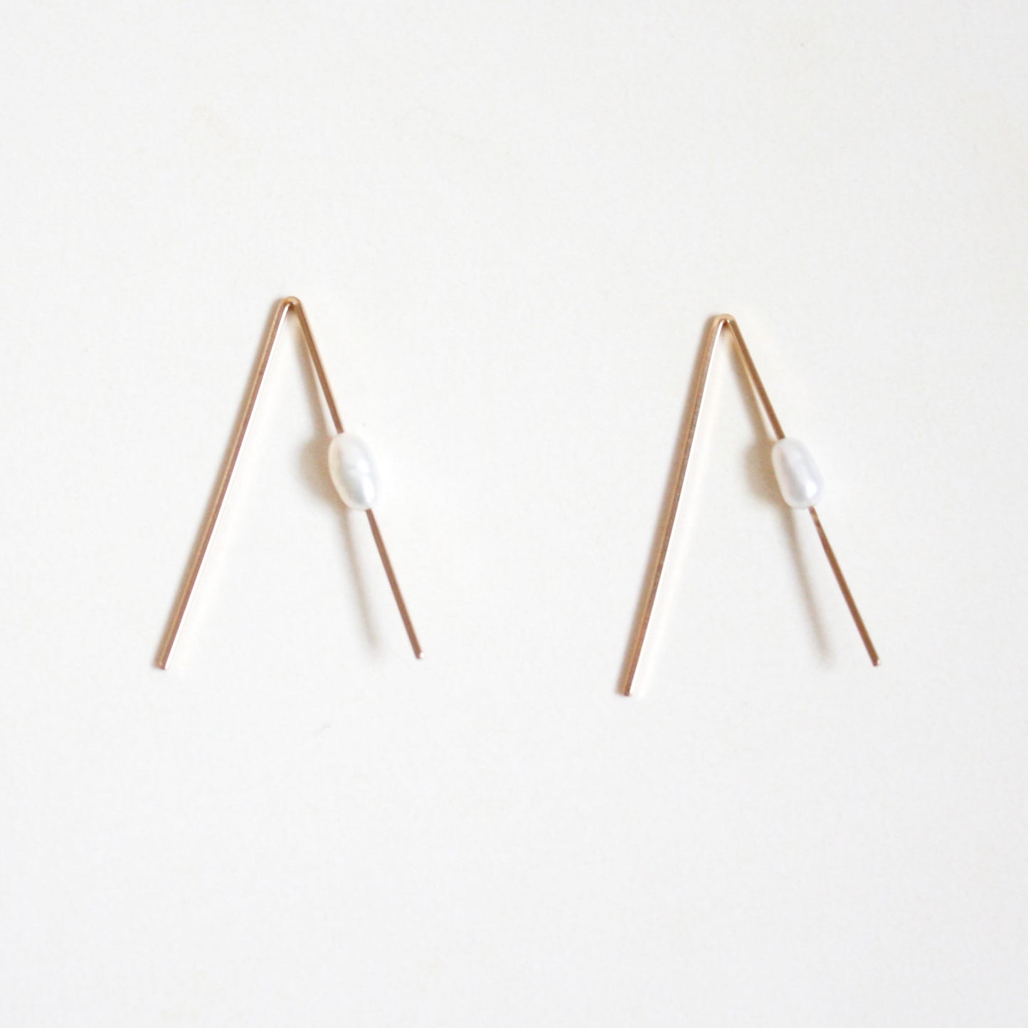 Pearl Threader Earrings - Inverted V