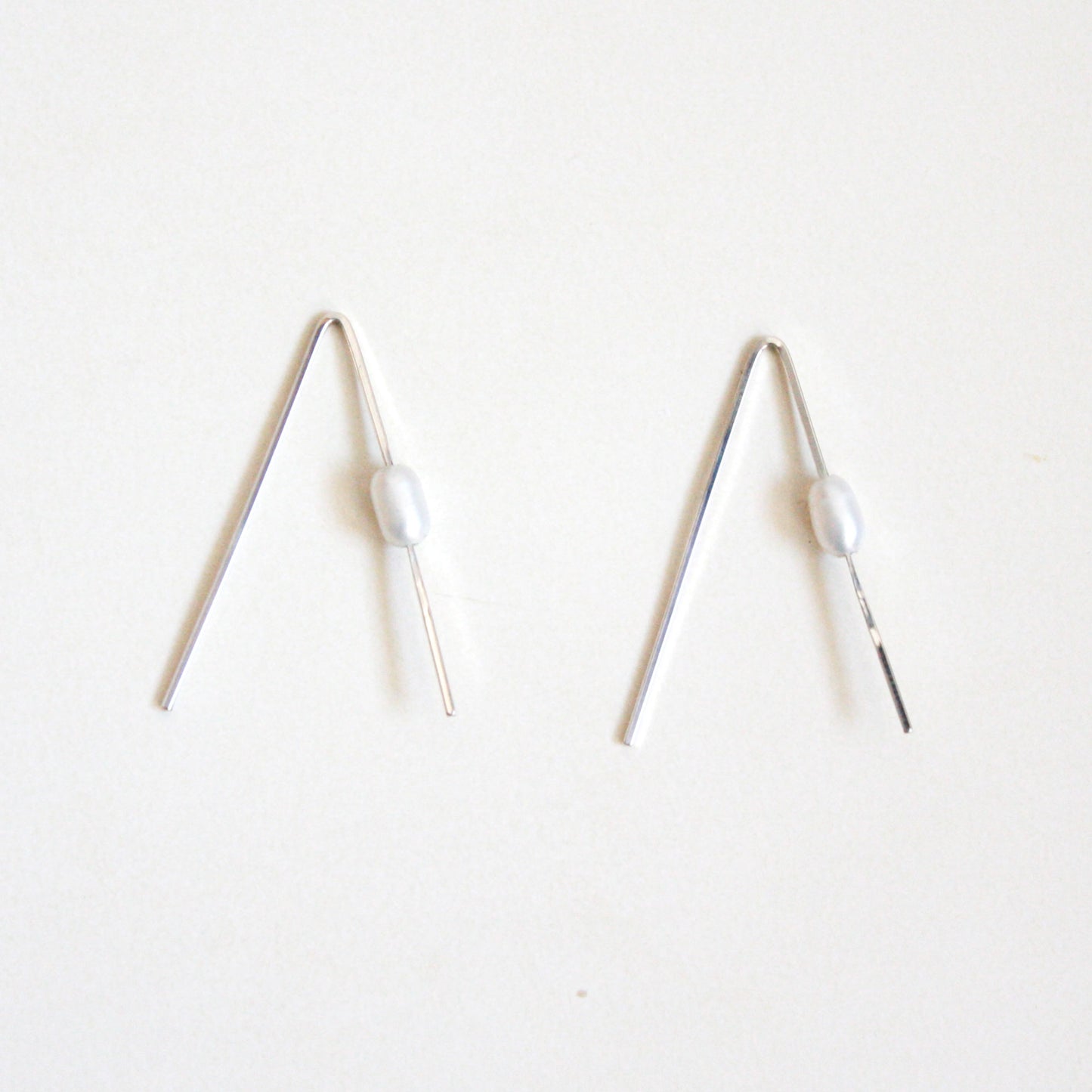 Pearl Threader Earrings - Inverted V