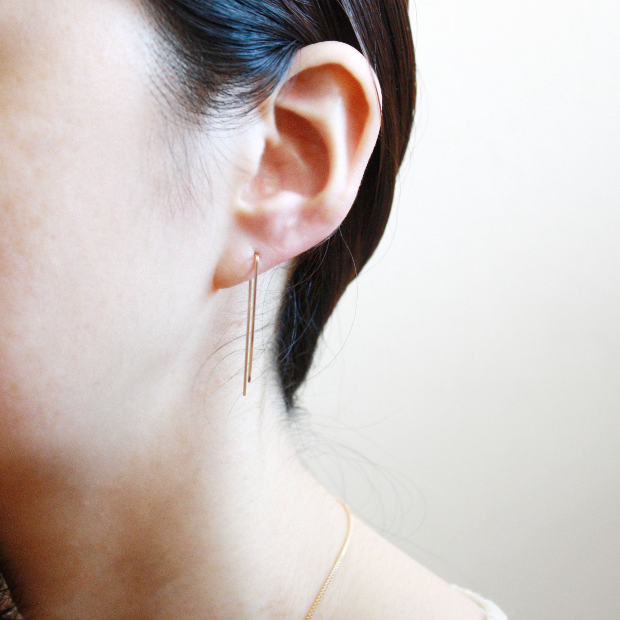 Gold bar store threader earrings