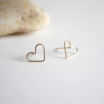 Heart Stud Earrings - Large - 14k Gold Filled