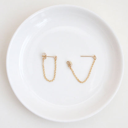 gold chain hoop stud earrings