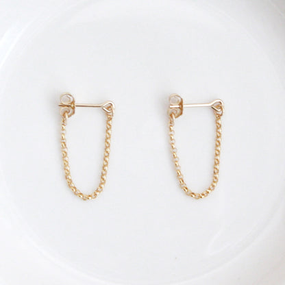 gold chain hoop stud earrings