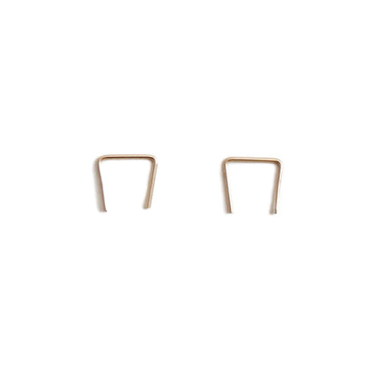 14k solid gold short staple earrings