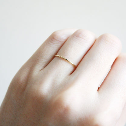 Thin Hammered Ring - 14k Solid Gold