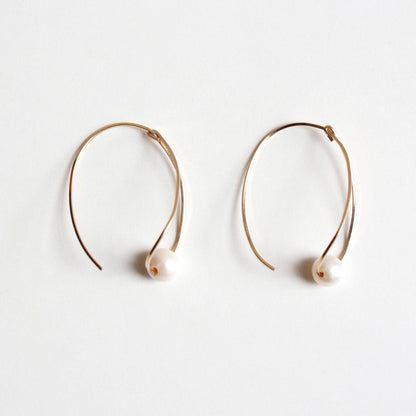 Teardrop Hoop Earrings - Pearl